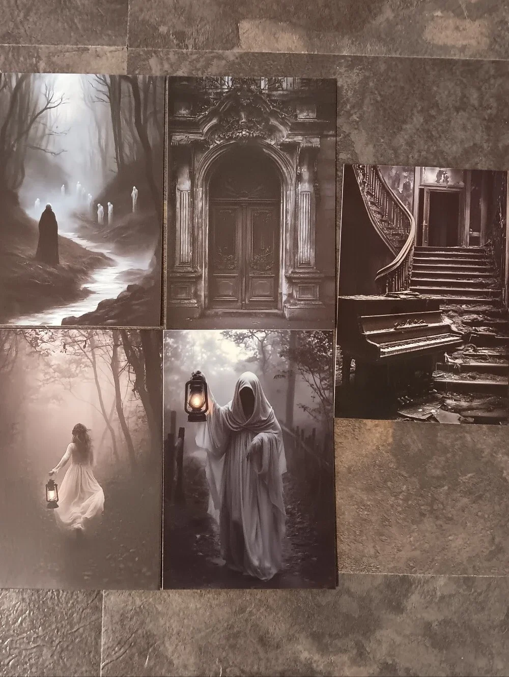 Dark Gothic Postcard Set Of 5, Academia Art Print Correspondence Notes 4x6